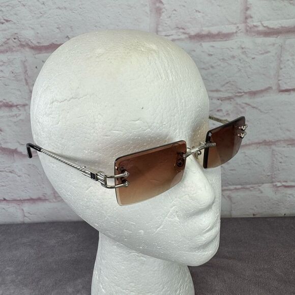 James Oro Silver Brown Tint Authentic II Rimless Sunglasses NEW - Picture 5 of 15